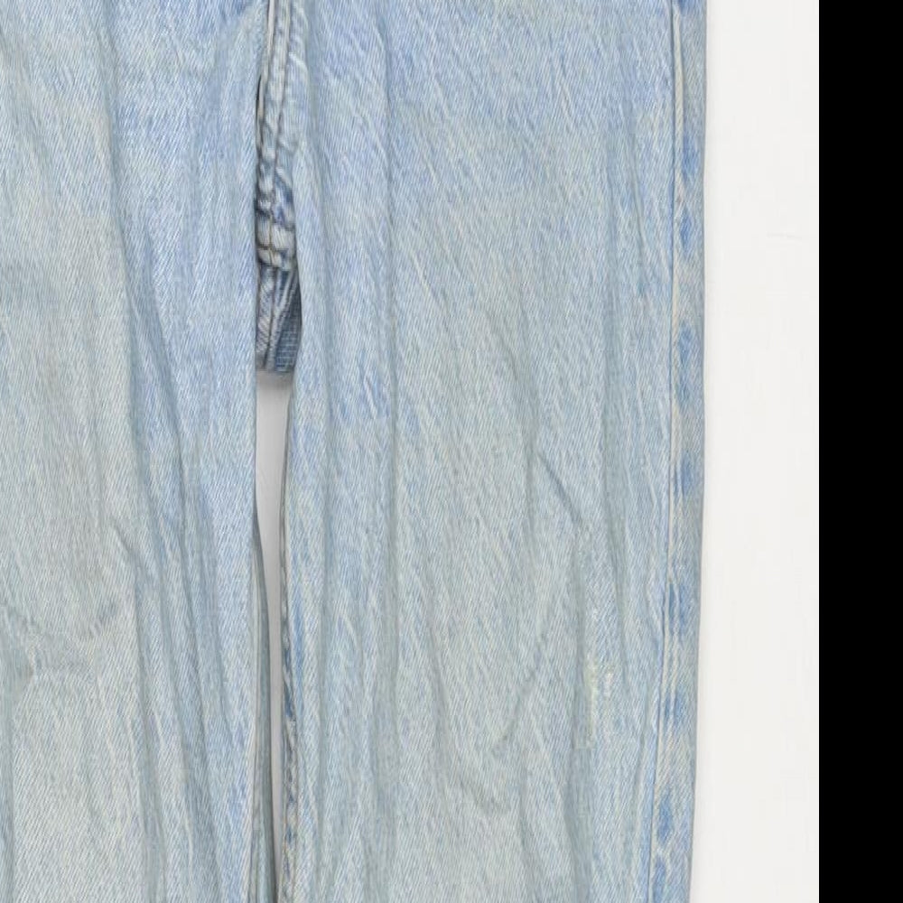 Denim & Co. Womens Blue Cotton Straight Jeans Size 4 L28 in Regular Zip