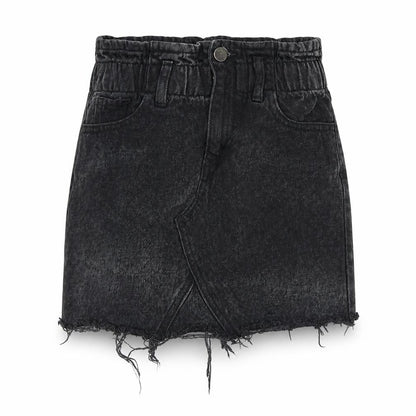 M&Co Girls Black Cotton Mini Skirt Size 10 Years Regular Zip