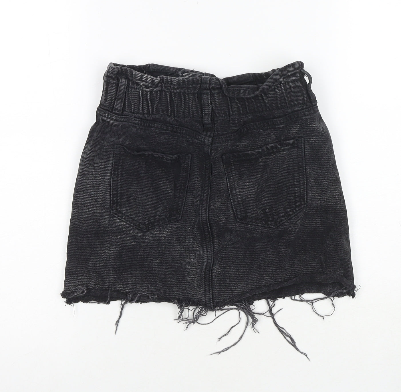 M&Co Girls Black Cotton Mini Skirt Size 10 Years Regular Zip