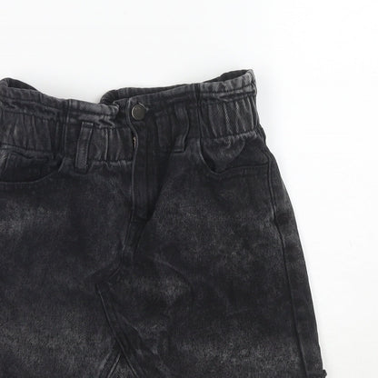 M&Co Girls Black Cotton Mini Skirt Size 10 Years Regular Zip