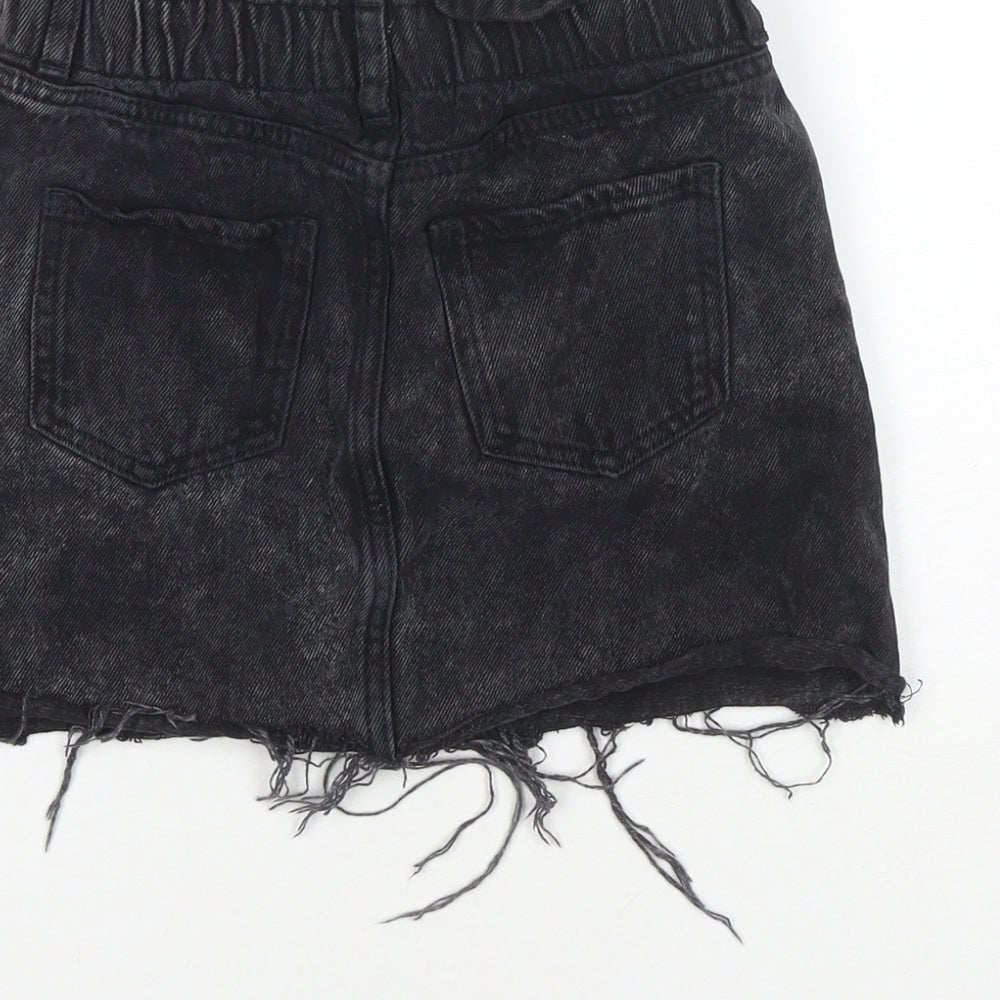 M&Co Girls Black Cotton Mini Skirt Size 10 Years Regular Zip