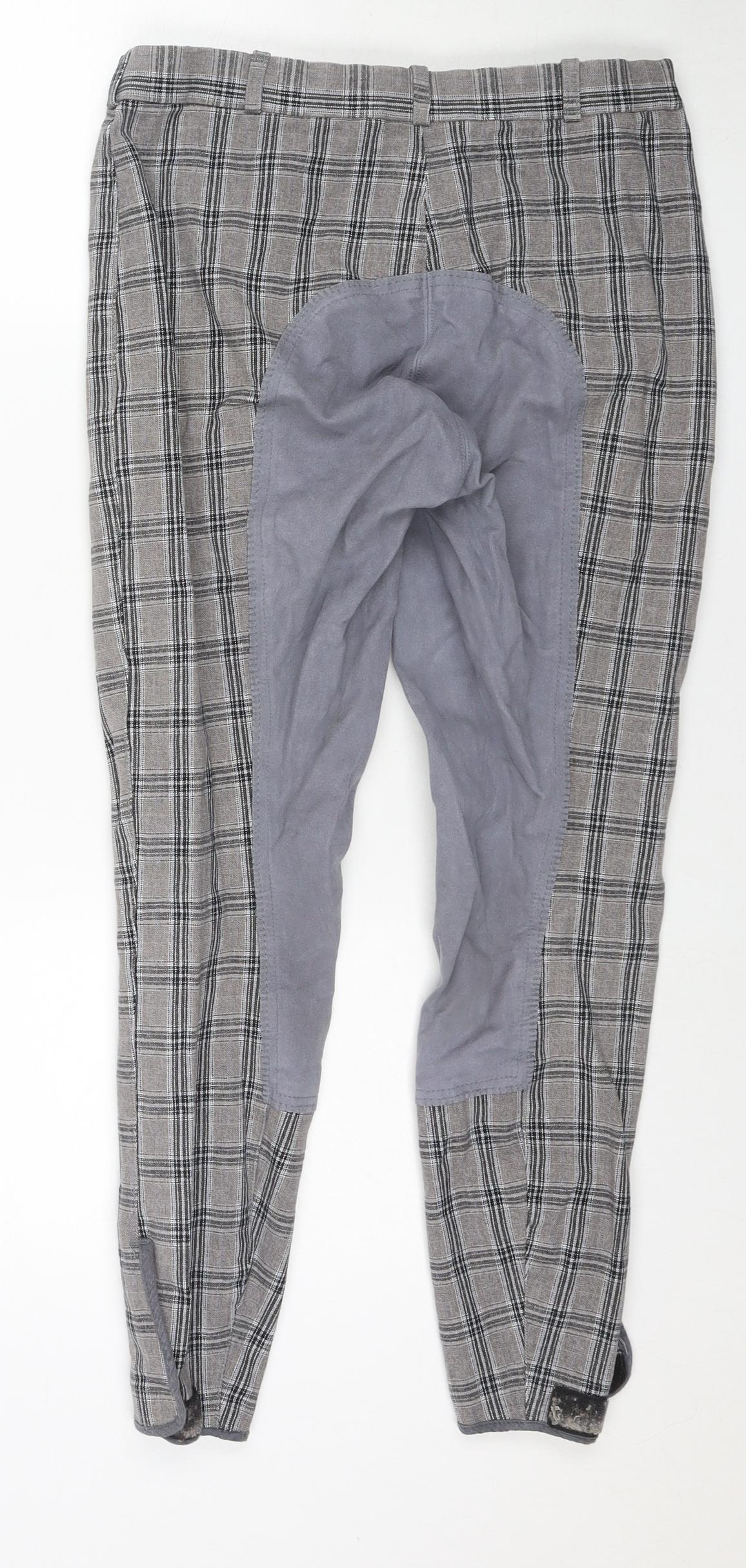 Derby Womens Grey Check Cotton Trousers Size 32 in L26 in Regular Zip