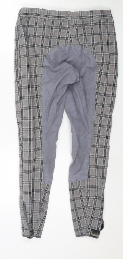 Derby Womens Grey Check Cotton Trousers Size 32 in L26 in Regular Zip