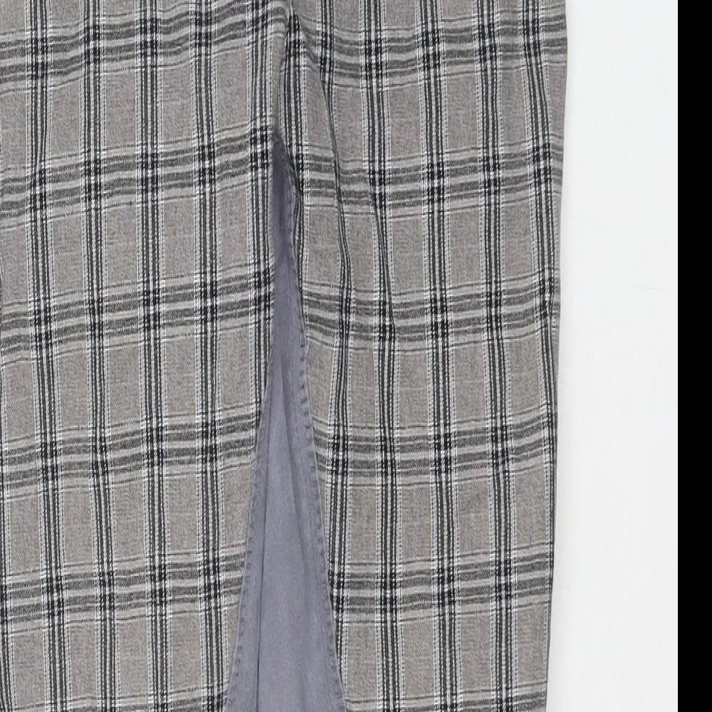 Derby Womens Grey Check Cotton Trousers Size 32 in L26 in Regular Zip