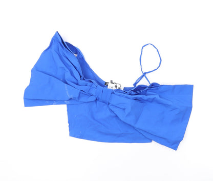 Womens UK Size M Zara Blue Cropped Blouse