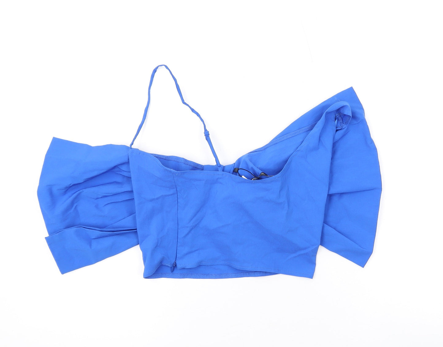 Womens UK Size M Zara Blue Cropped Blouse