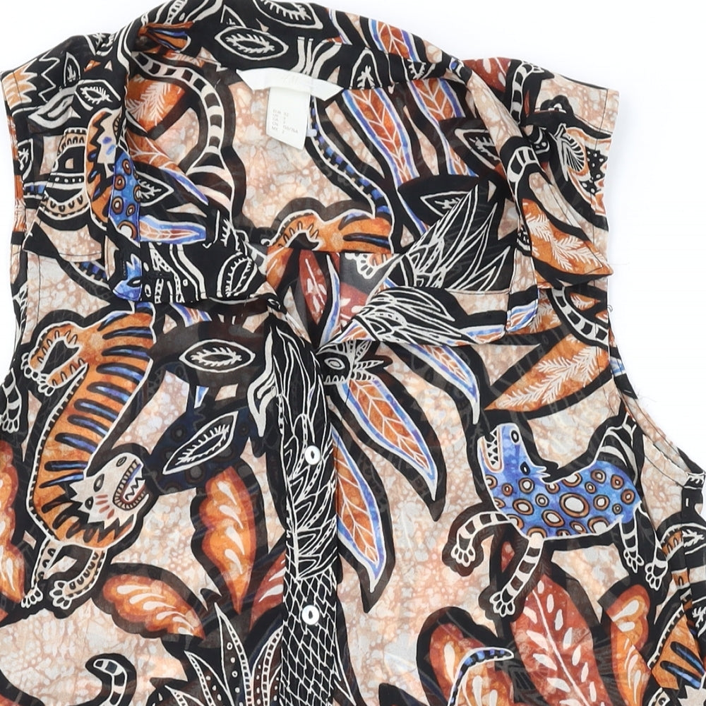 Womens UK Size 4 H&M Brown Basic Button-Up