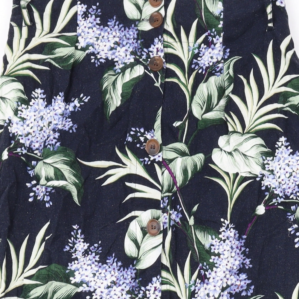 Oasis Womens Black Floral Viscose Straight & Pencil Skirt Size 8 Button