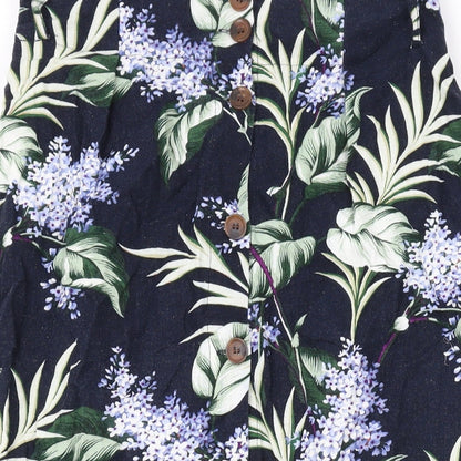 Oasis Womens Black Floral Viscose Straight & Pencil Skirt Size 8 Button