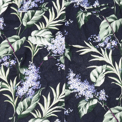 Oasis Womens Black Floral Viscose Straight & Pencil Skirt Size 8 Button