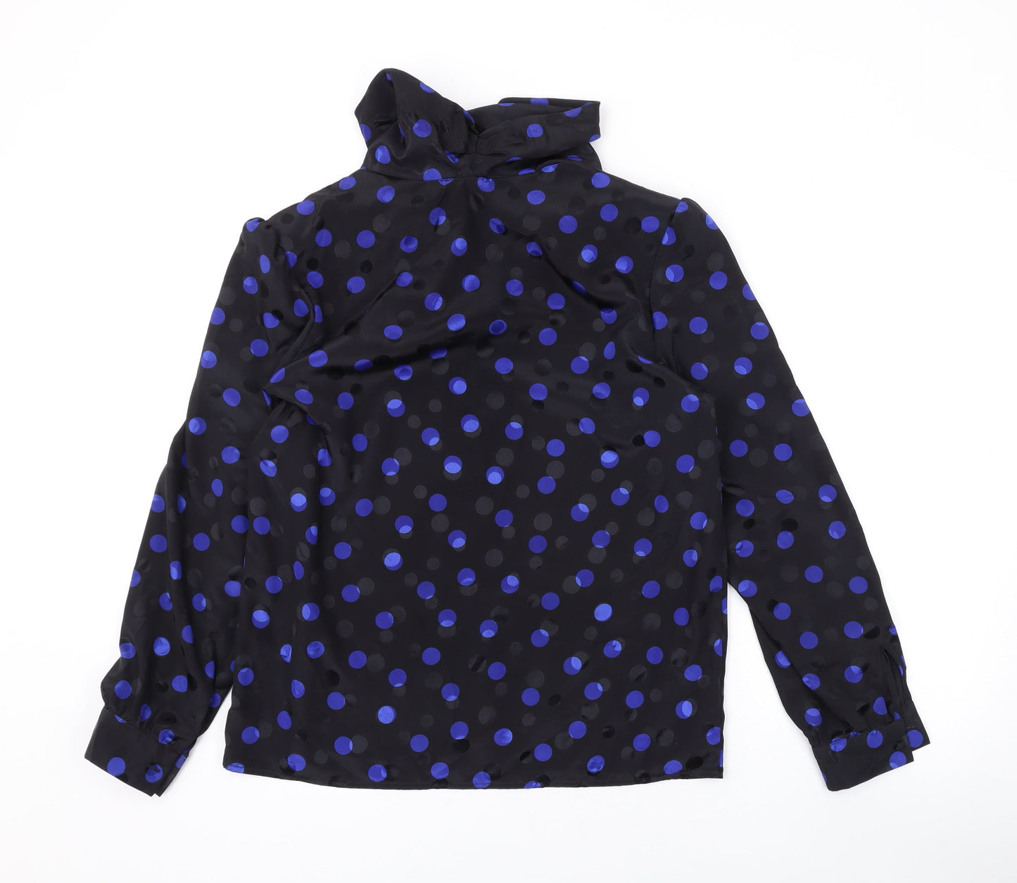 Marks and Spencer Womens Black Polka Dot Polyester Basic Blouse Size 10 Roll Neck