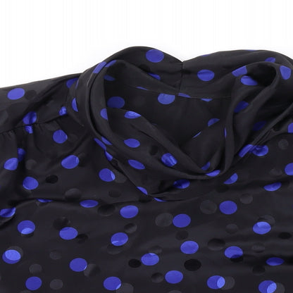 Marks and Spencer Womens Black Polka Dot Polyester Basic Blouse Size 10 Roll Neck