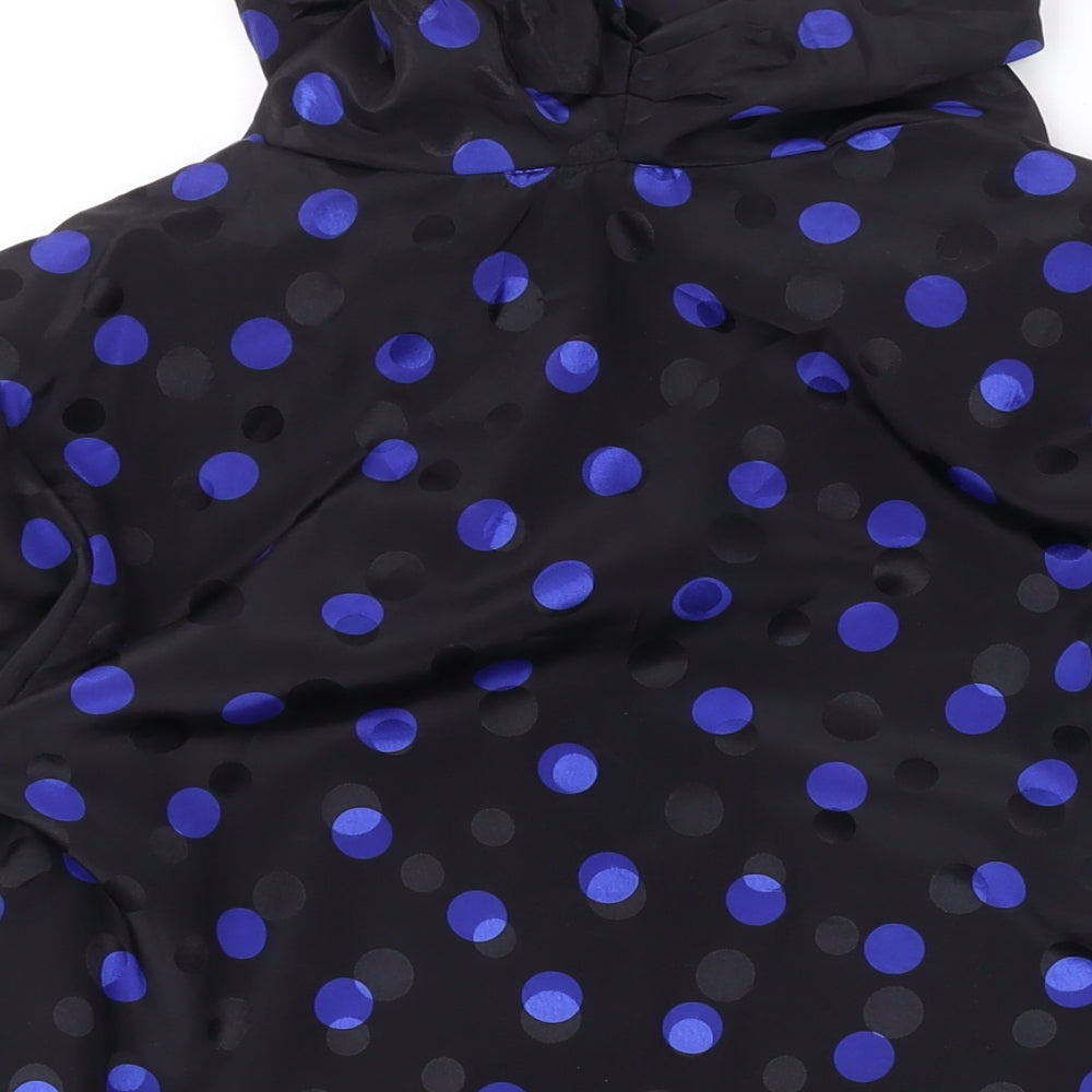 Marks and Spencer Womens Black Polka Dot Polyester Basic Blouse Size 10 Roll Neck
