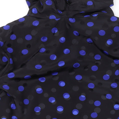 Marks and Spencer Womens Black Polka Dot Polyester Basic Blouse Size 10 Roll Neck