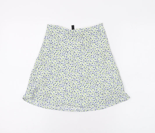 Divided by H&M Womens White Floral Polyester Mini Skirt Size 4 Zip