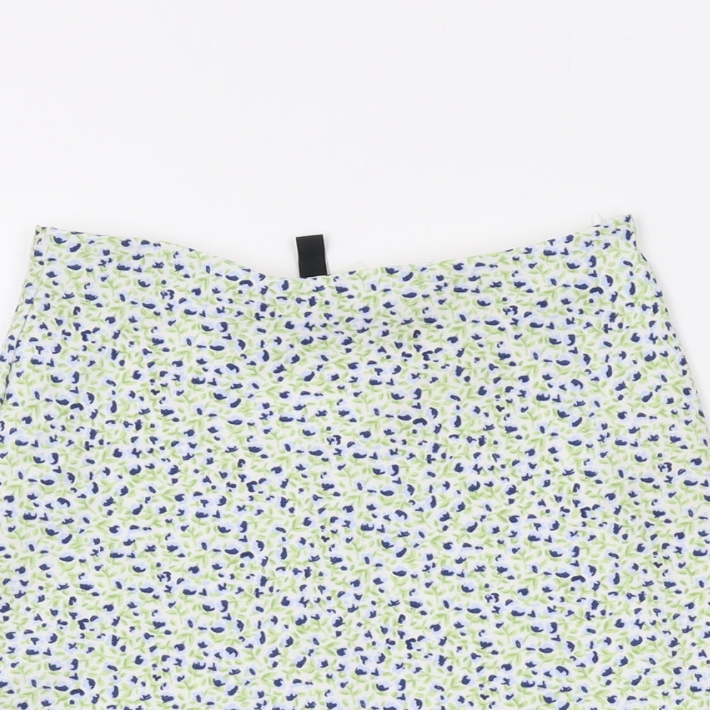Divided by H&M Womens White Floral Polyester Mini Skirt Size 4 Zip