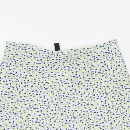 Divided by H&M Womens White Floral Polyester Mini Skirt Size 4 Zip
