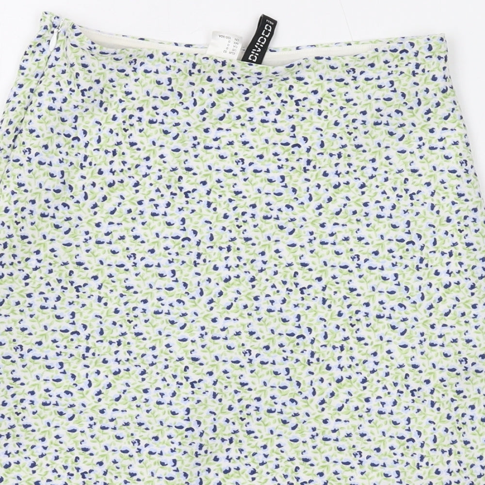 Divided by H&M Womens White Floral Polyester Mini Skirt Size 4 Zip