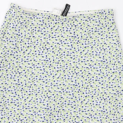 Divided by H&M Womens White Floral Polyester Mini Skirt Size 4 Zip
