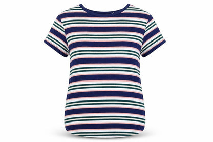 H&M Womens Blue Striped Viscose Basic T-Shirt Size XS Round Neck