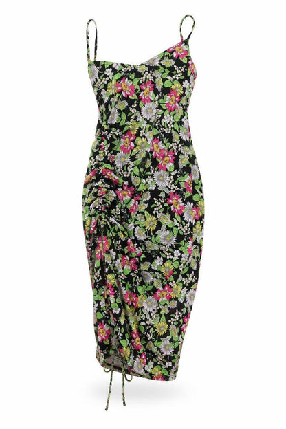 No Comment Womens Black Floral Polyester Bodycon Size M V-Neck Pullover