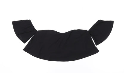 Womens UK Size 12 PRETTYLITTLETHING Black Cropped Blouse
