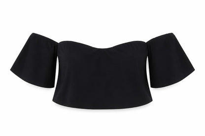 Womens UK Size 12 PRETTYLITTLETHING Black Cropped Blouse