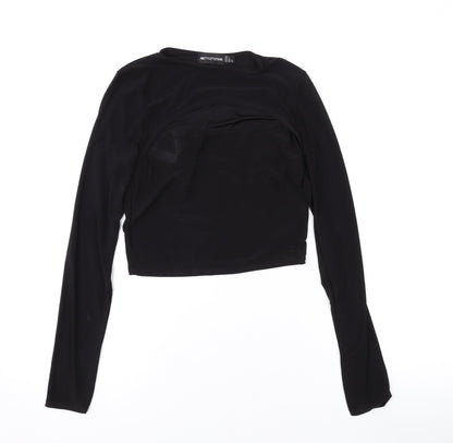 Womens UK Size 8 PRETTYLITTLETHING Black Cropped Blouse