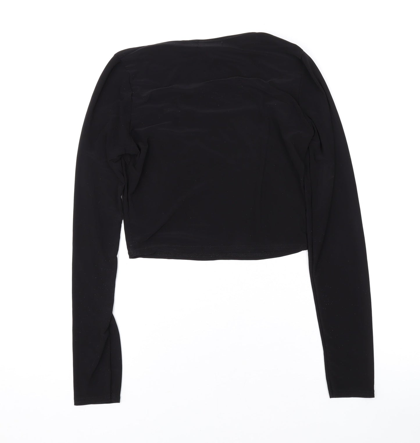 Womens UK Size 8 PRETTYLITTLETHING Black Cropped Blouse