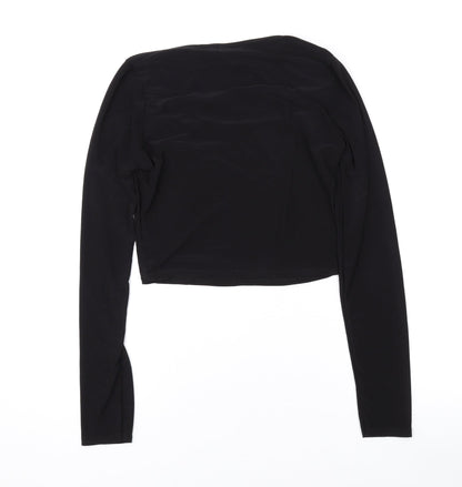 Womens UK Size 8 PRETTYLITTLETHING Black Cropped Blouse