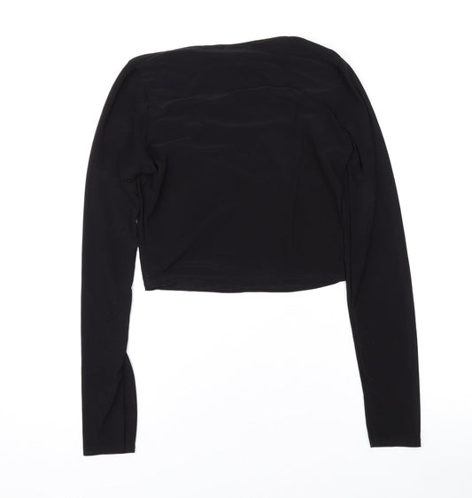 Womens UK Size 8 PRETTYLITTLETHING Black Cropped Blouse