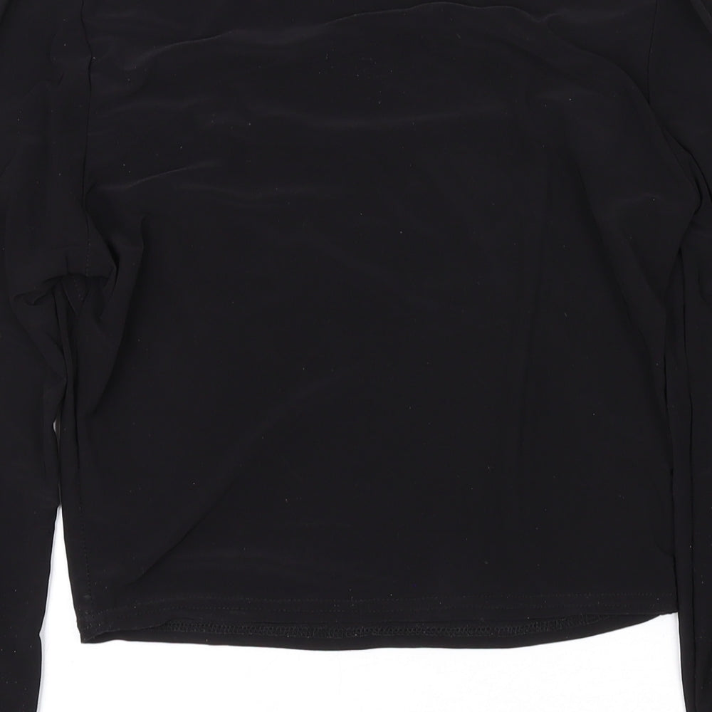 Womens UK Size 8 PRETTYLITTLETHING Black Cropped Blouse