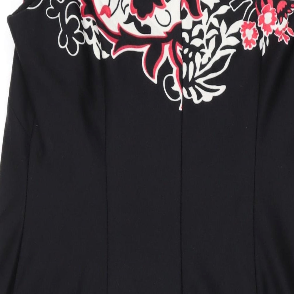 Ronni Nicole Womens Black Geometric Polyester A-Line Size 12 Round Neck
