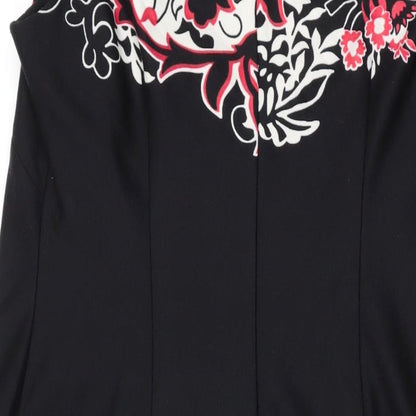 Ronni Nicole Womens Black Geometric Polyester A-Line Size 12 Round Neck