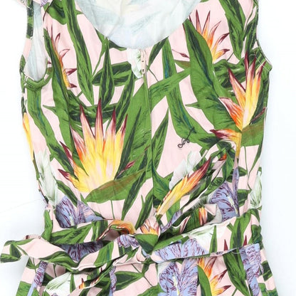 Dorothy Perkins Womens Pink Geometric Cotton A-Line Size 8 Round Neck Zip