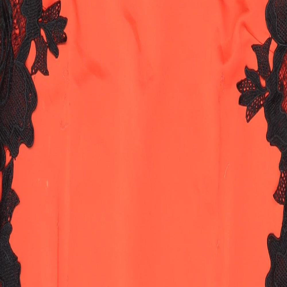 AX Paris Womens Orange Geometric Polyester Pencil Dress Size 16 Round Neck Zip