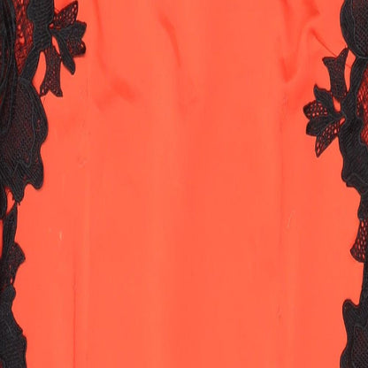 AX Paris Womens Orange Geometric Polyester Pencil Dress Size 16 Round Neck Zip