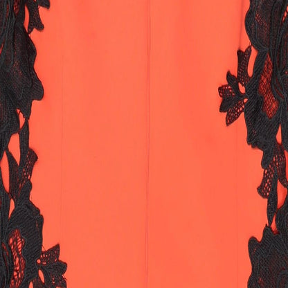 AX Paris Womens Orange Geometric Polyester Pencil Dress Size 16 Round Neck Zip