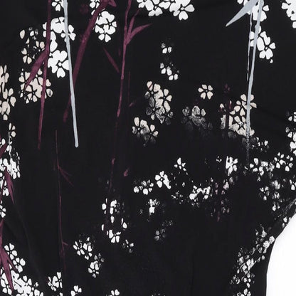 NEXT Womens Black Floral Polyester T-Shirt Dress Size 8 Round Neck Pullover