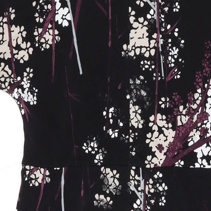 NEXT Womens Black Floral Polyester T-Shirt Dress Size 8 Round Neck Pullover