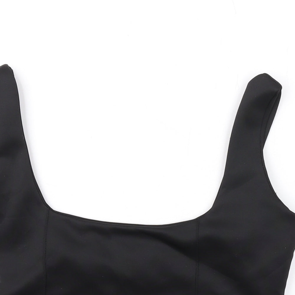 Womens UK Size 10 PRETTYLITTLETHING Black Cropped Tank