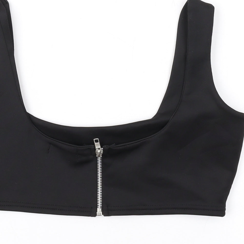 Womens UK Size 10 PRETTYLITTLETHING Black Cropped Tank