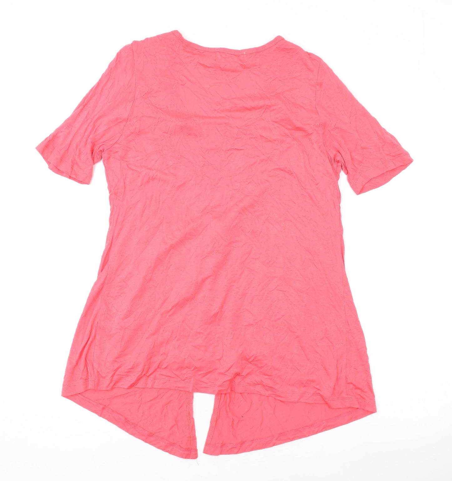 Rosa Benini Womens Pink Polyester Basic Blouse Size 12 V-Neck