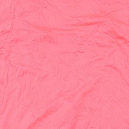 Rosa Benini Womens Pink Polyester Basic Blouse Size 12 V-Neck