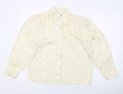 Peepers Womens Ivory Polka Dot Polyester Basic Button-Up Size 12 V-Neck
