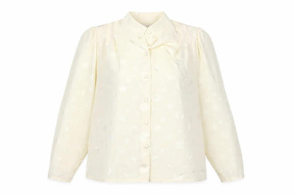 Peepers Womens Ivory Polka Dot Polyester Basic Button-Up Size 12 V-Neck