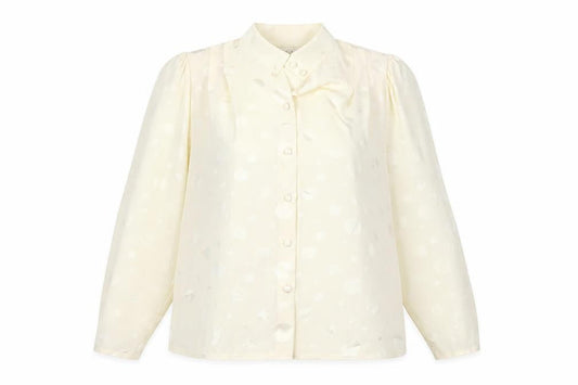 Peepers Womens Ivory Polka Dot Polyester Basic Button-Up Size 12 V-Neck