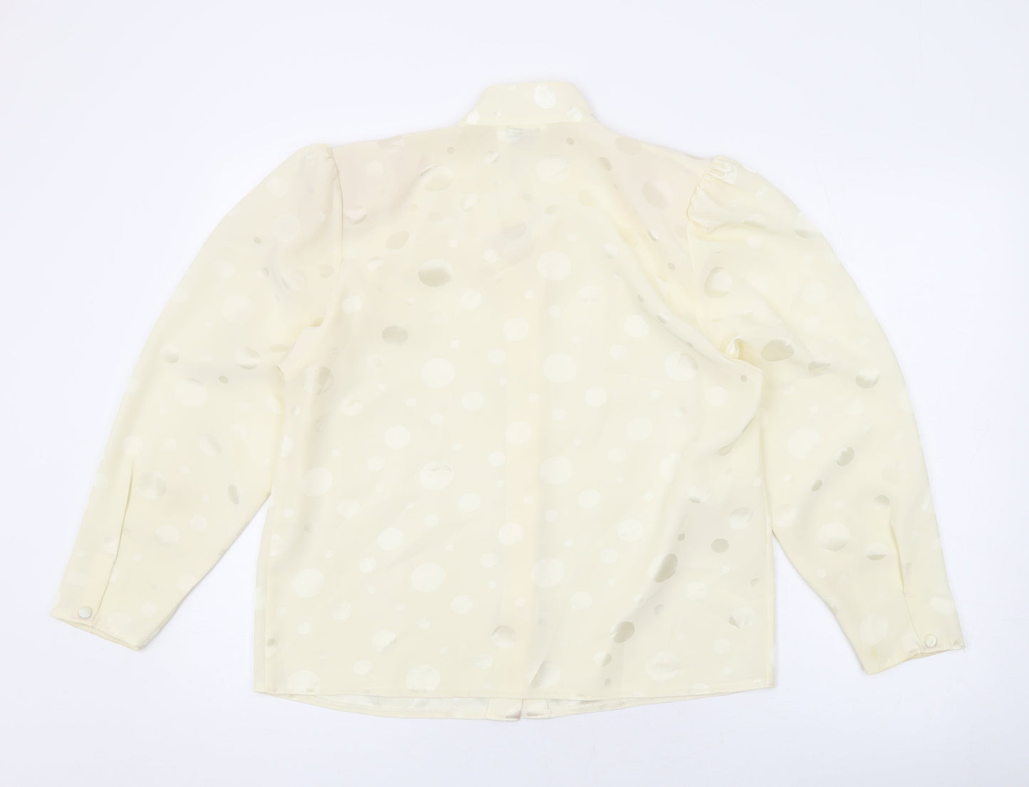 Peepers Womens Ivory Polka Dot Polyester Basic Button-Up Size 12 V-Neck