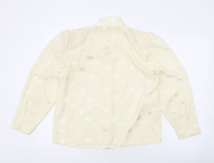 Peepers Womens Ivory Polka Dot Polyester Basic Button-Up Size 12 V-Neck