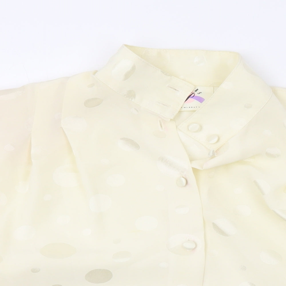 Peepers Womens Ivory Polka Dot Polyester Basic Button-Up Size 12 V-Neck
